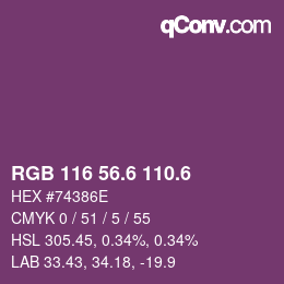 カラーコード: RGB 116 56.6 110.6 | qconv.com