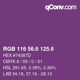 カラーコード: RGB 116 56.6 125.6 | qconv.com