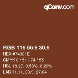 カラーコード: RGB 116 56.6 30.6 | qconv.com