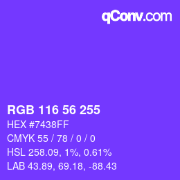カラーコード: RGB 116 56 255 | qconv.com