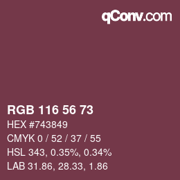 Farbcode: RGB 116 56 73 | qconv.com