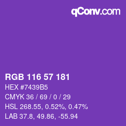 Color code: RGB 116 57 181 | qconv.com