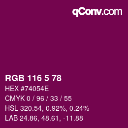 Color code: RGB 116 5 78 | qconv.com
