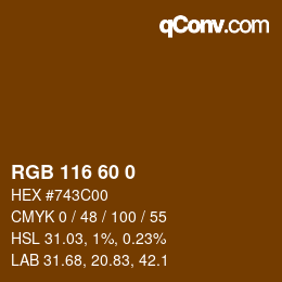 颜色代码: RGB 116 60 0 | qconv.com