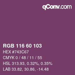 カラーコード: RGB 116 60 103 | qconv.com