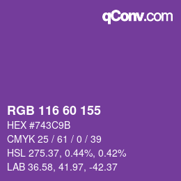 カラーコード: RGB 116 60 155 | qconv.com