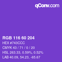 カラーコード: RGB 116 60 204 | qconv.com