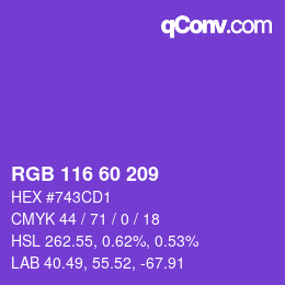 カラーコード: RGB 116 60 209 | qconv.com