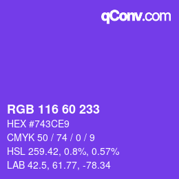 カラーコード: RGB 116 60 233 | qconv.com