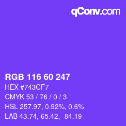颜色代码: RGB 116 60 247 | qconv.com