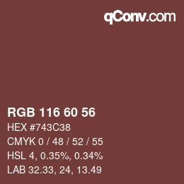 カラーコード: RGB 116 60 56 | qconv.com