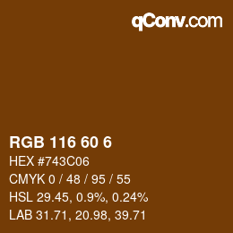 颜色代码: RGB 116 60 6 | qconv.com