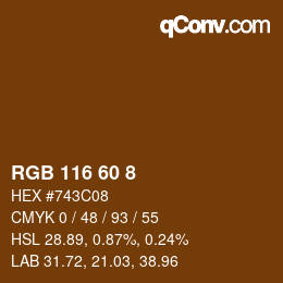 Color code: RGB 116 60 8 | qconv.com
