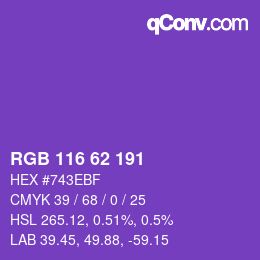カラーコード: RGB 116 62 191 | qconv.com
