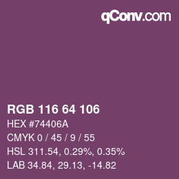 Código de color: RGB 116 64 106 | qconv.com