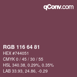 カラーコード: RGB 116 64 81 | qconv.com