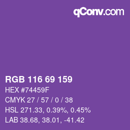 Color code: RGB 116 69 159 | qconv.com