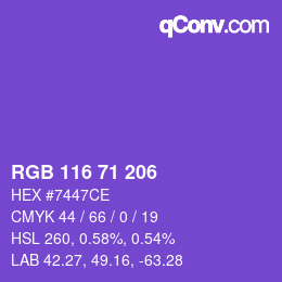 Color code: RGB 116 71 206 | qconv.com