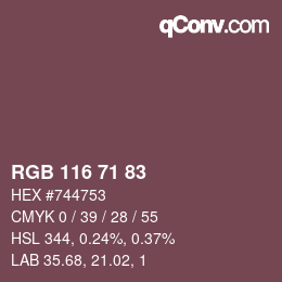 Farbcode: RGB 116 71 83 | qconv.com