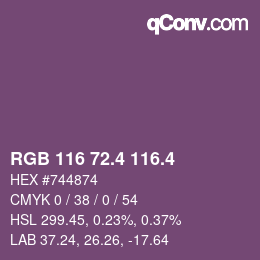カラーコード: RGB 116 72.4 116.4 | qconv.com