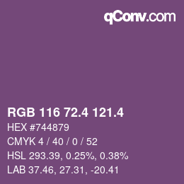 カラーコード: RGB 116 72.4 121.4 | qconv.com
