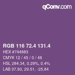 カラーコード: RGB 116 72.4 131.4 | qconv.com