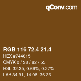 カラーコード: RGB 116 72.4 21.4 | qconv.com