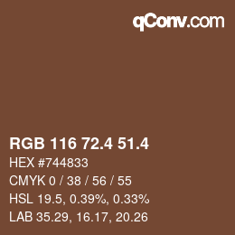 カラーコード: RGB 116 72.4 51.4 | qconv.com