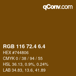 カラーコード: RGB 116 72.4 6.4 | qconv.com