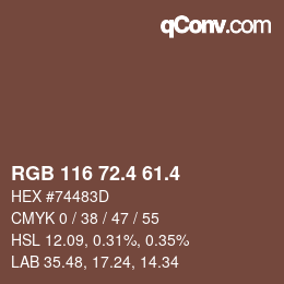 カラーコード: RGB 116 72.4 61.4 | qconv.com