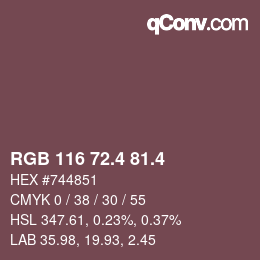カラーコード: RGB 116 72.4 81.4 | qconv.com