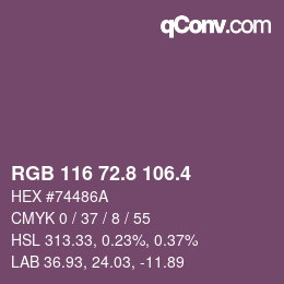 カラーコード: RGB 116 72.8 106.4 | qconv.com