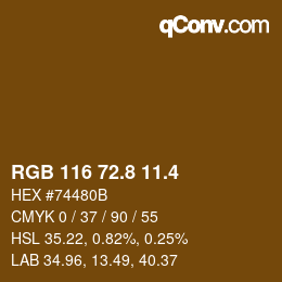 カラーコード: RGB 116 72.8 11.4 | qconv.com