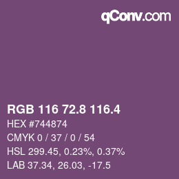 カラーコード: RGB 116 72.8 116.4 | qconv.com