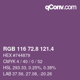 カラーコード: RGB 116 72.8 121.4 | qconv.com