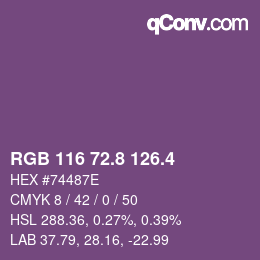 カラーコード: RGB 116 72.8 126.4 | qconv.com