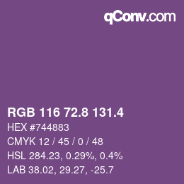 カラーコード: RGB 116 72.8 131.4 | qconv.com