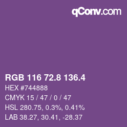 カラーコード: RGB 116 72.8 136.4 | qconv.com
