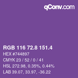 カラーコード: RGB 116 72.8 151.4 | qconv.com