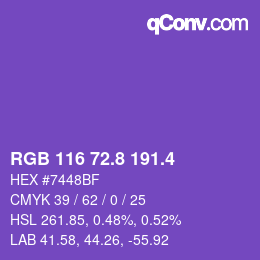 カラーコード: RGB 116 72.8 191.4 | qconv.com