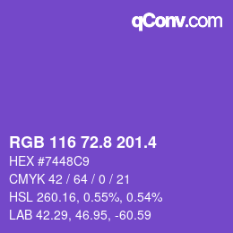 カラーコード: RGB 116 72.8 201.4 | qconv.com