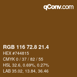カラーコード: RGB 116 72.8 21.4 | qconv.com