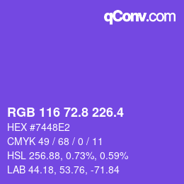 カラーコード: RGB 116 72.8 226.4 | qconv.com