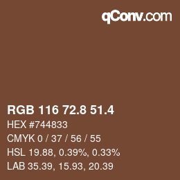 カラーコード: RGB 116 72.8 51.4 | qconv.com