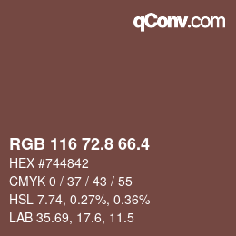 カラーコード: RGB 116 72.8 66.4 | qconv.com
