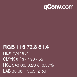 カラーコード: RGB 116 72.8 81.4 | qconv.com