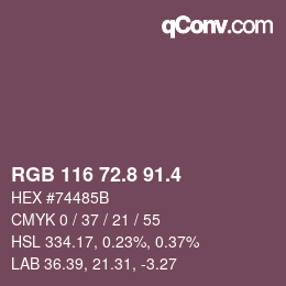 カラーコード: RGB 116 72.8 91.4 | qconv.com