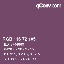 Color code: RGB 116 72 105 | qconv.com