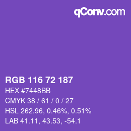 Color code: RGB 116 72 187 | qconv.com