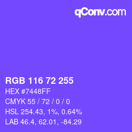 Color code: RGB 116 72 255 | qconv.com